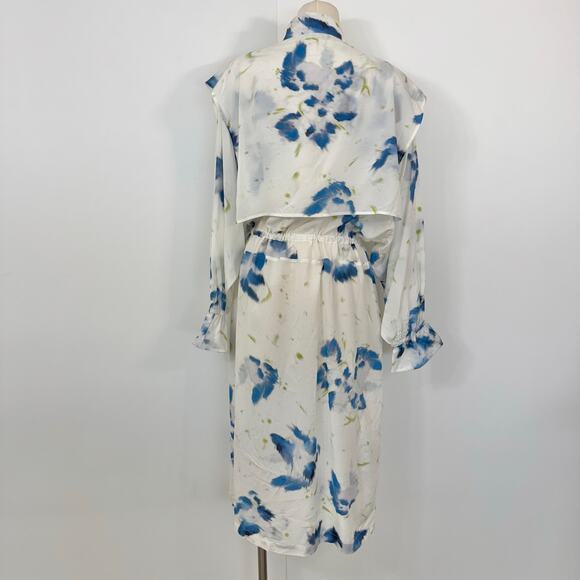 LEMAIRE Floral Print Duster Layered Shirt Dress Midi L - Picture 9 of 16